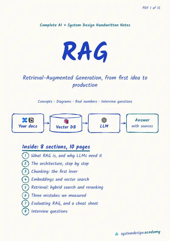 The top of the real cover page of PDF 1, RAG: its title, subtitle and a small diagram.
