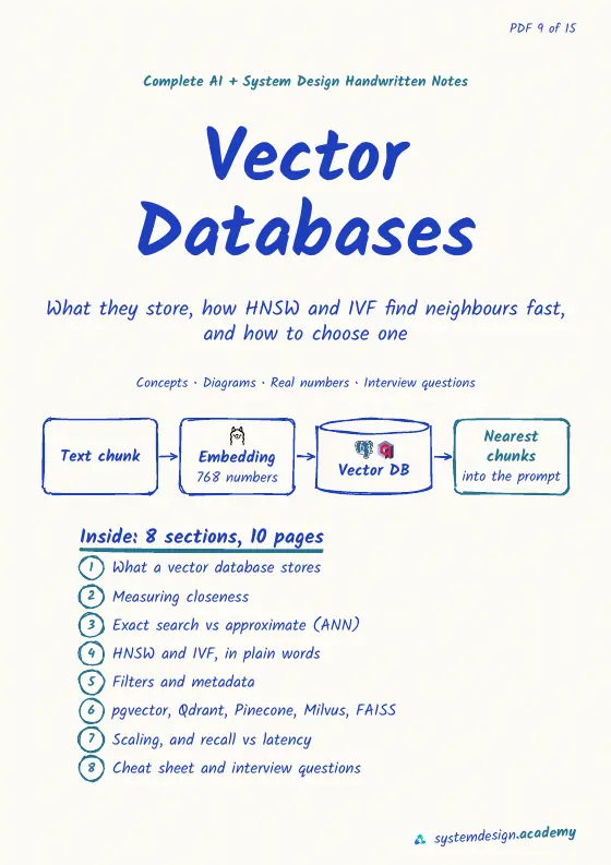 The top of the real cover page of PDF 9, Vector Databases: its title, subtitle and a small diagram.