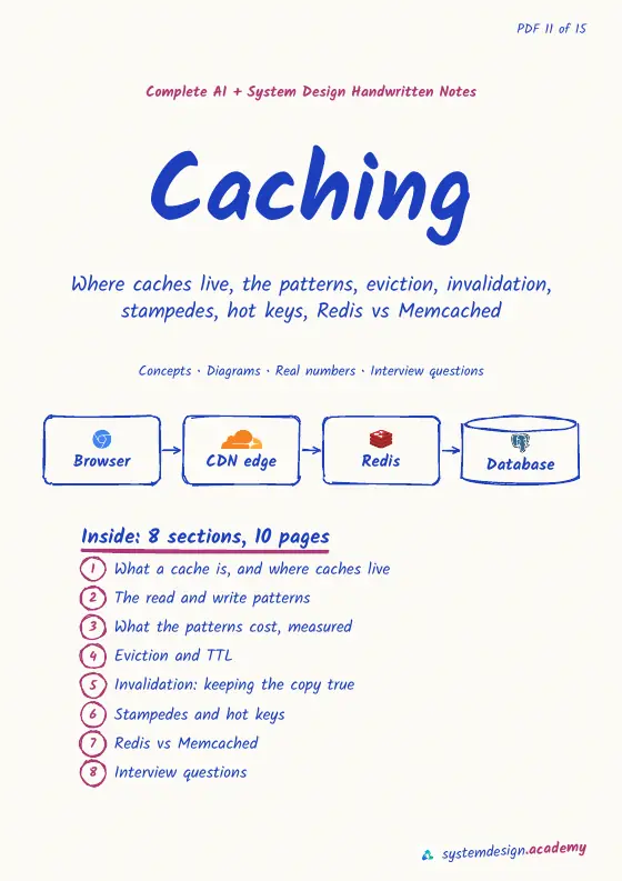 The top of the real cover page of PDF 11, Caching: its title, subtitle and a small diagram.